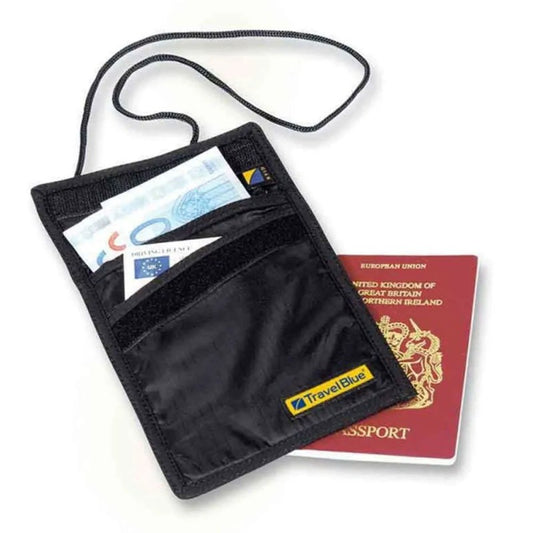 TRAVEL BLUE NECK WALLET RFID