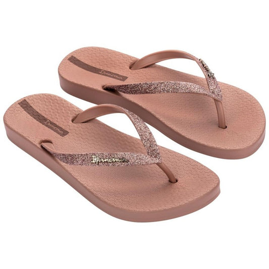 IPANEMA LADY BEACH SLIPPERS PINK METALLIC/BROWN GLITTER AVAILABLE IN 6 SIZES