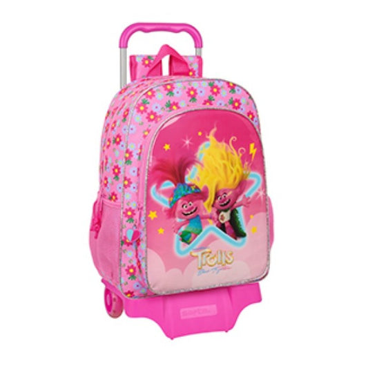SAFTA TROLLS PINK SCHOOL TROLLEY BACKPACK