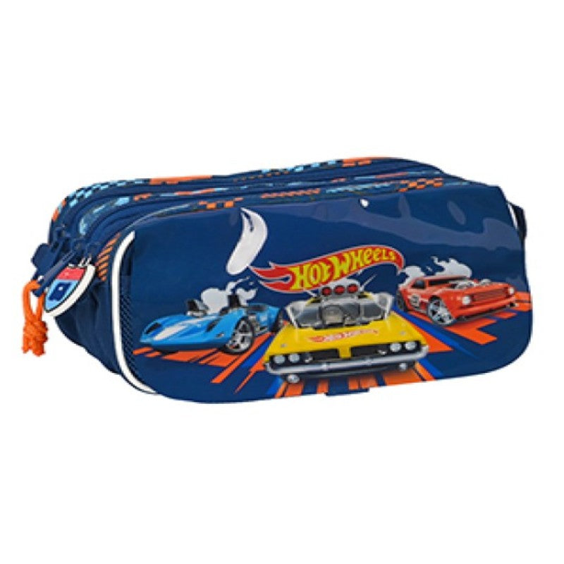 SAFTA TRIPLE PENCIL CASE HOT WHEELS
