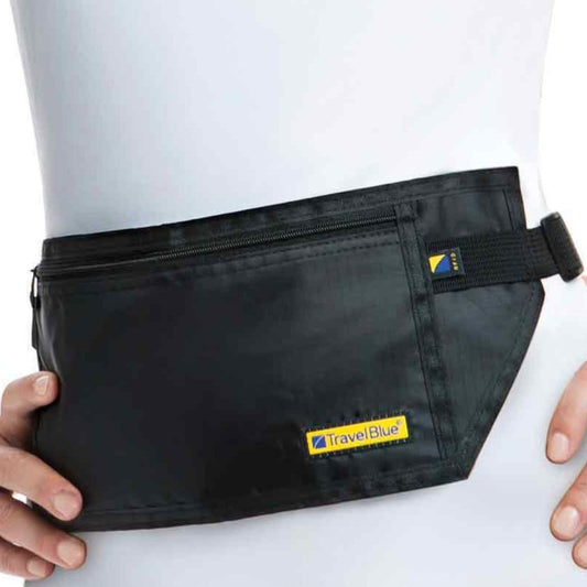 TRAVEL BLUE MONEY BELT RFID -BLACK